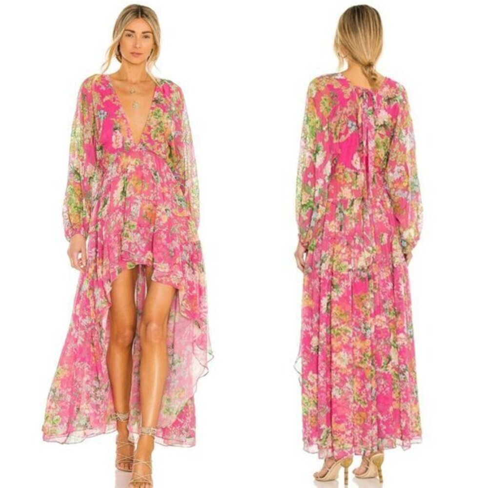 HEMANT AND NANDITA Miyu High Low Dress in Pink